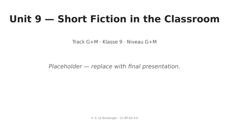 Thumbnail for Unit 9 — Short Fiction in the Classroom