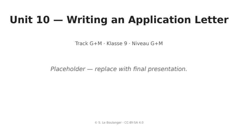 Thumbnail for Unit 10 — Writing an Application Letter