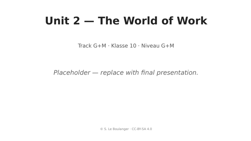 Thumbnail for Unit 2 — The World of Work