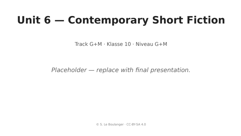 Thumbnail for Unit 6 — Contemporary Short Fiction