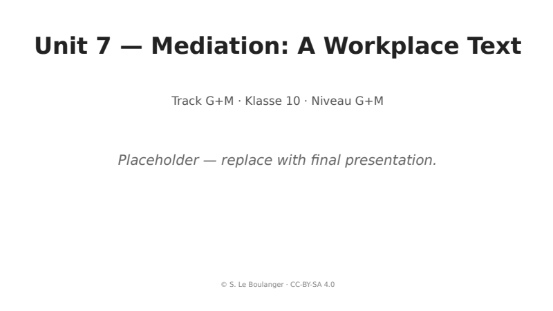 Thumbnail for Unit 7 — Mediation: A Workplace Text