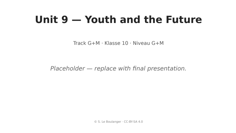 Thumbnail for Unit 9 — Youth and the Future