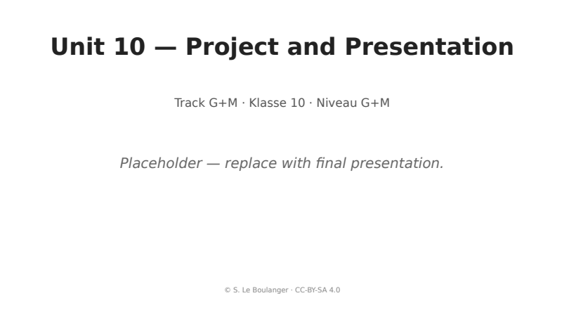 Thumbnail for Unit 10 — Project and Presentation