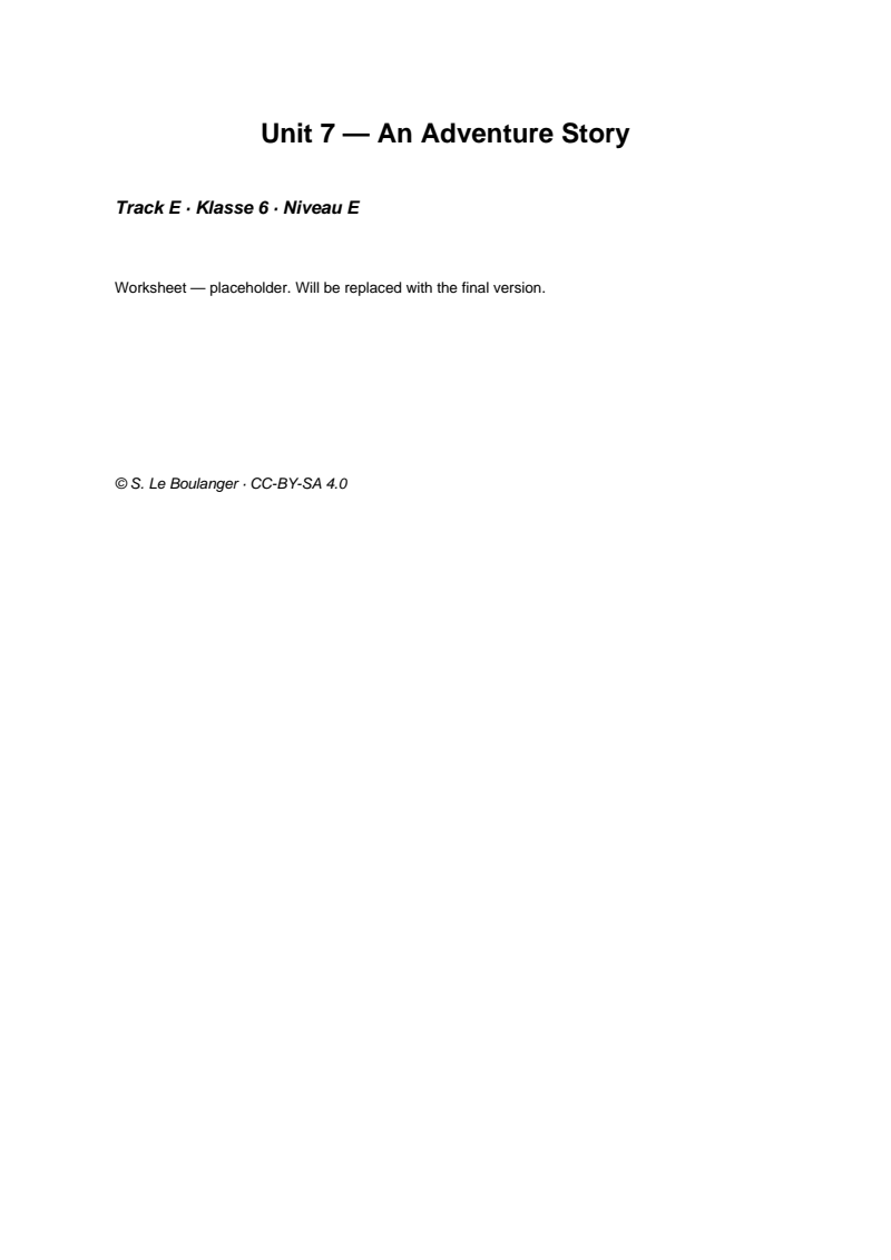 Thumbnail for Unit 7 — An Adventure Story