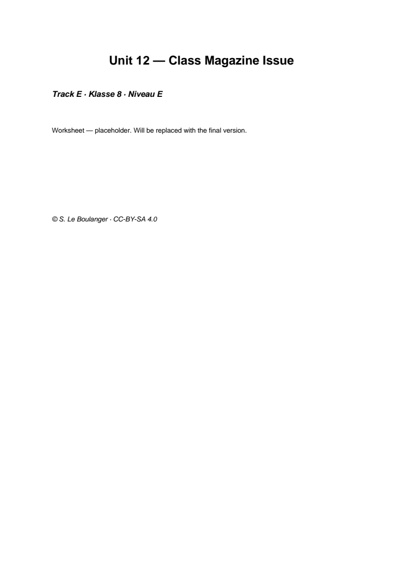 Thumbnail for Unit 12 — Class Magazine Issue