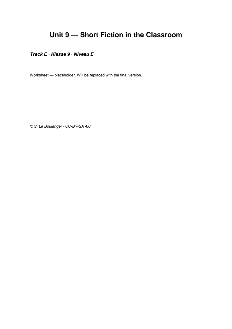 Thumbnail for Unit 9 — Short Fiction in the Classroom