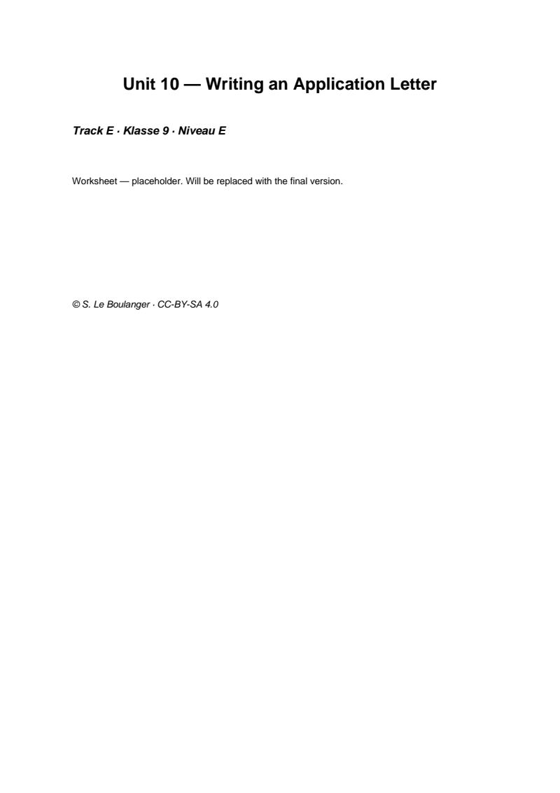Thumbnail for Unit 10 — Writing an Application Letter