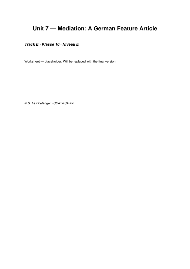 Thumbnail for Unit 7 — Mediation: A German Feature Article