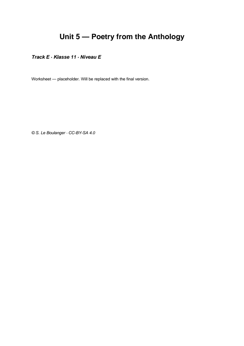 Thumbnail for Unit 5 — Poetry from the Anthology