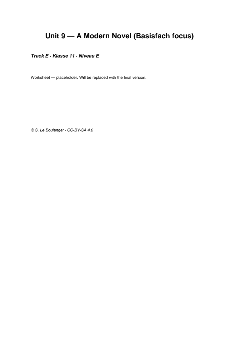 Thumbnail for Unit 9 — A Modern Novel (Basisfach focus)