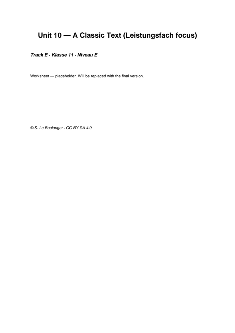 Thumbnail for Unit 10 — A Classic Text (Leistungsfach focus)