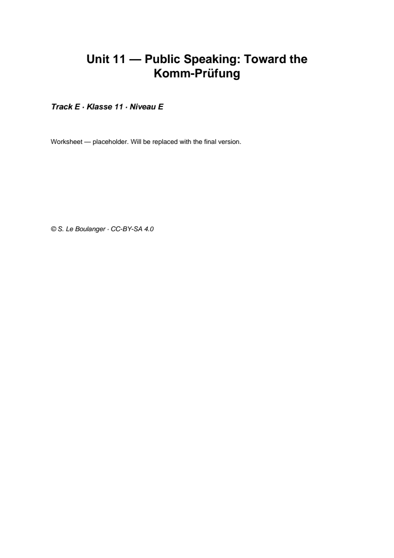 Thumbnail for Unit 11 — Public Speaking: Toward the Komm-Prüfung