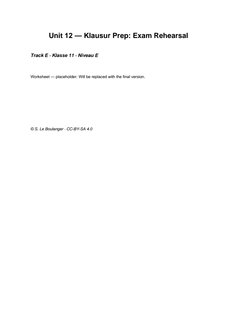 Thumbnail for Unit 12 — Klausur Prep: Exam Rehearsal