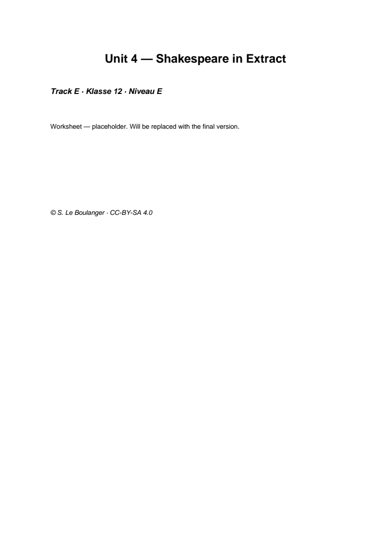 Thumbnail for Unit 4 — Shakespeare in Extract