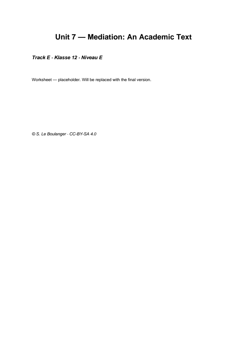 Thumbnail for Unit 7 — Mediation: An Academic Text
