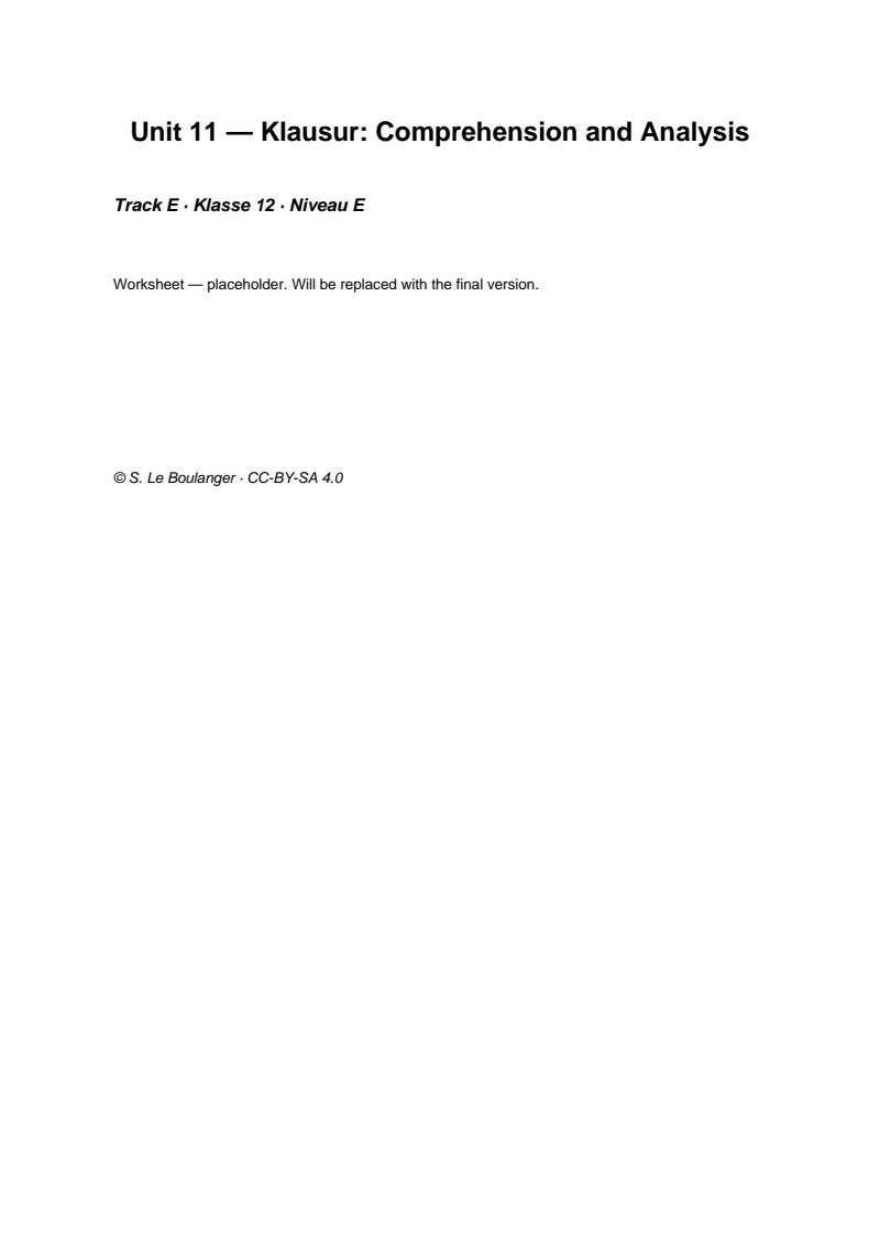 Thumbnail for Unit 11 — Klausur: Comprehension and Analysis