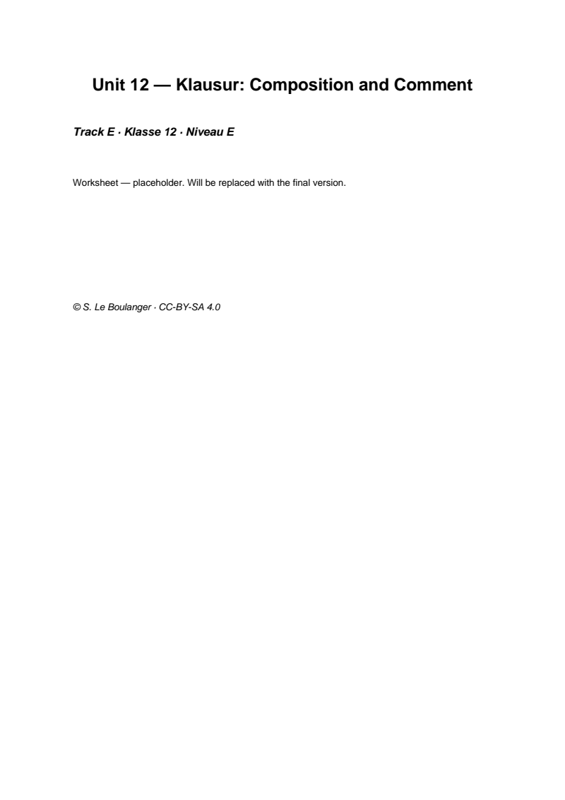 Thumbnail for Unit 12 — Klausur: Composition and Comment