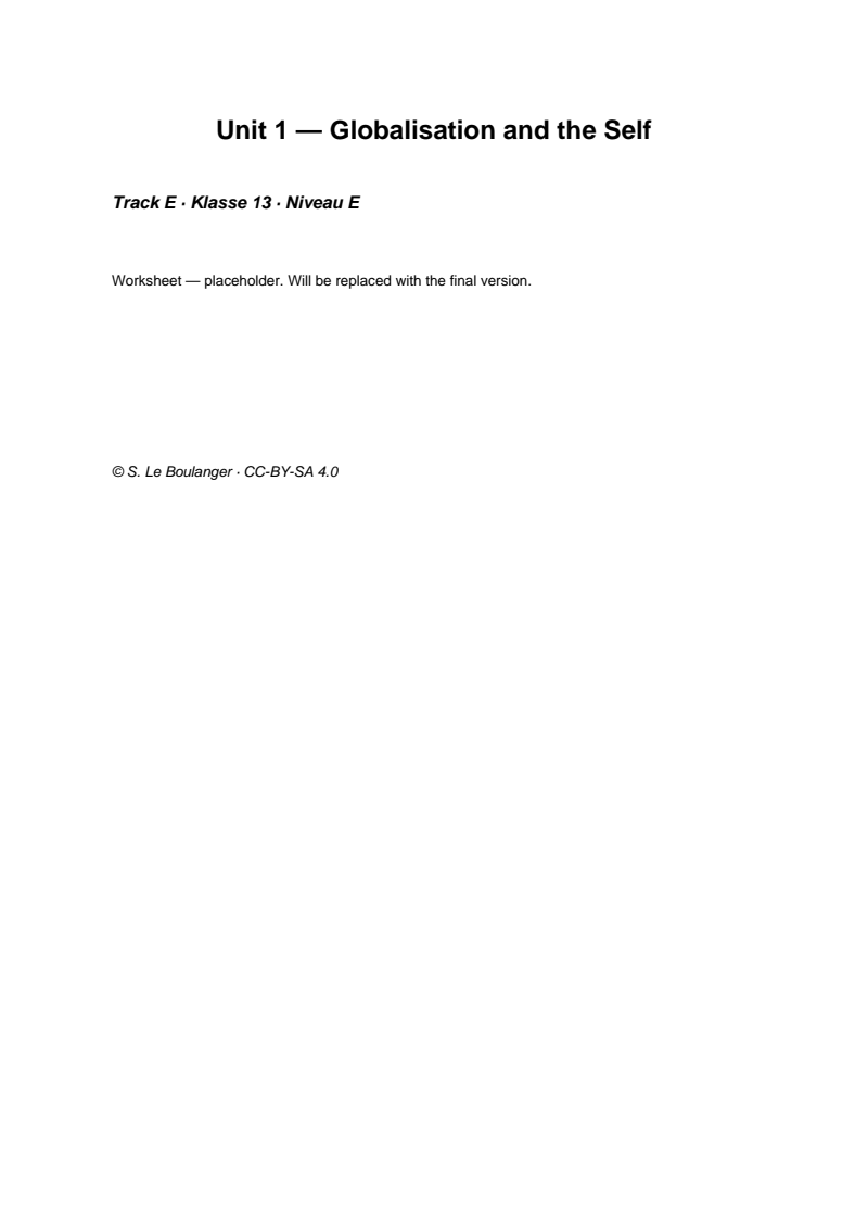 Thumbnail for Unit 1 — Globalisation and the Self