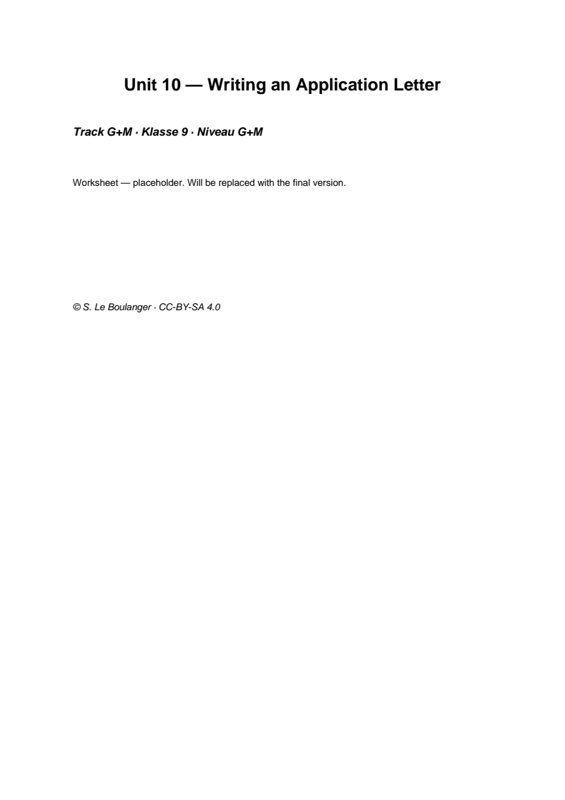 Thumbnail for Unit 10 — Writing an Application Letter