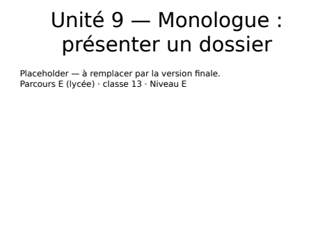 Aperçu de la présentation