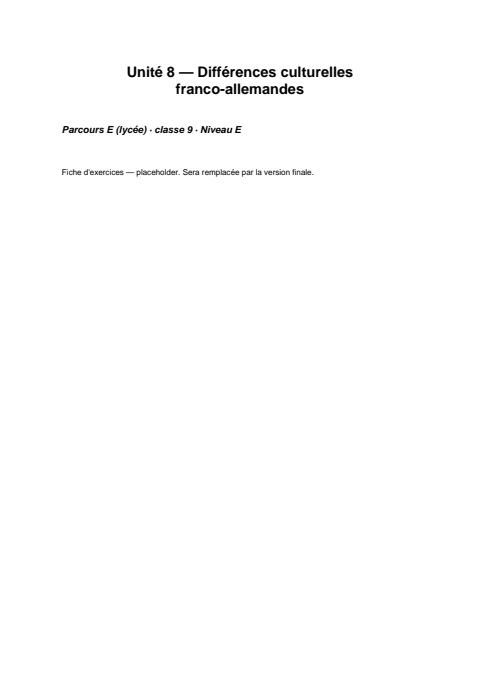 Aperçu de la fiche d'exercices