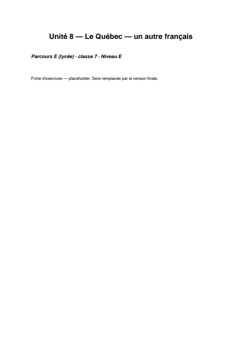 Aperçu de la fiche d'exercices