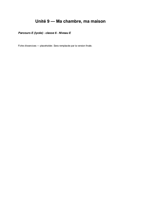 Aperçu de la fiche d'exercices