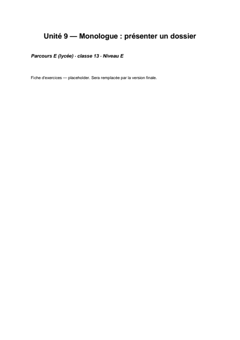 Aperçu de la fiche d'exercices