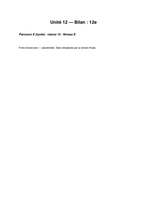 Aperçu de la fiche d'exercices