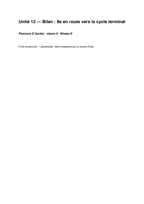 Aperçu de la fiche d'exercices