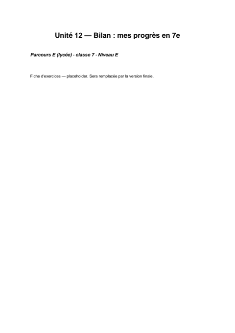 Aperçu de la fiche d'exercices